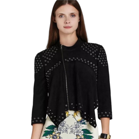 BCBGMaxAzria Jackets & Blazers - NWT BCBGMAXAZRIA Bri Faux Suede Grommet Jacket Moto Trend Rebel Size Small